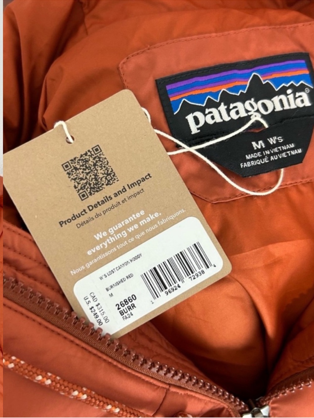Patagonia Lost Canyon Hoody Jacket Size Medium in Burnished Red NWT - Picture 4 of 6